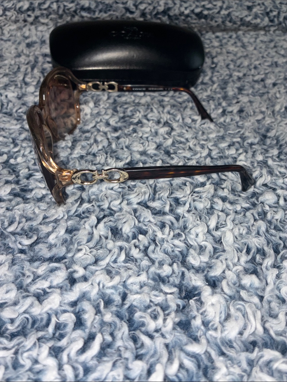 Coach Pink Brown Gradient Aviator Sunglasses with Gold Accents - Picture 7 of 11